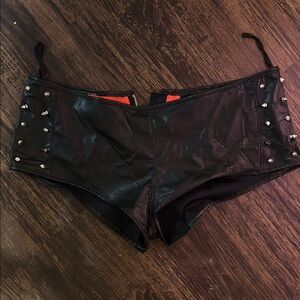 Allure Black and Silver Leather Shorts